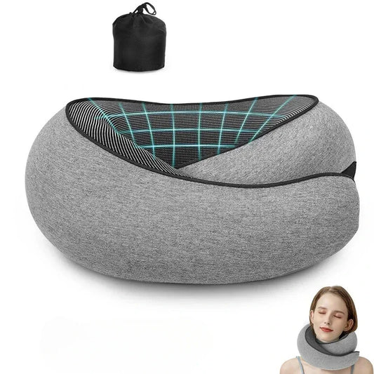 Ergonomic Memory Foam Travel Neck Pillow – Portable U-Shaped Snail Style for Airplane, Car, Office Nap & Home Use