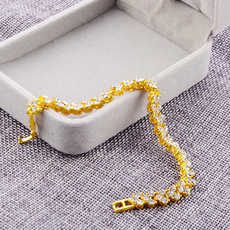 Silver Heart Charm Bracelet – Blue Crystal Lucky Pulsera for Women | Elegant Wedding & Gift Jewelry