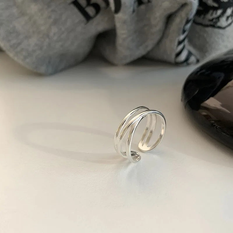 VENTFILLE 925 Sterling Silver Minimalism Cross Knot Thai Silver Rings Open Finger Ring For Women Men Jewelry Gifts