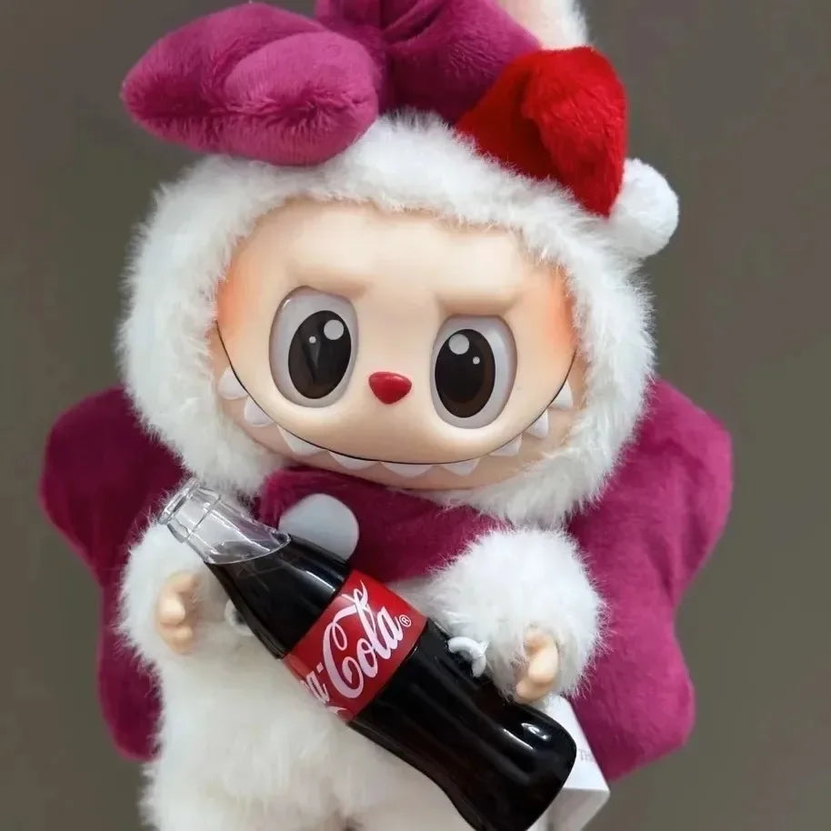 Labubu  Outfit Set – Pull Cloth, Cola, Marry Cat & Extra Large Bow Accessories | Cute Doll Clothes for Labubu