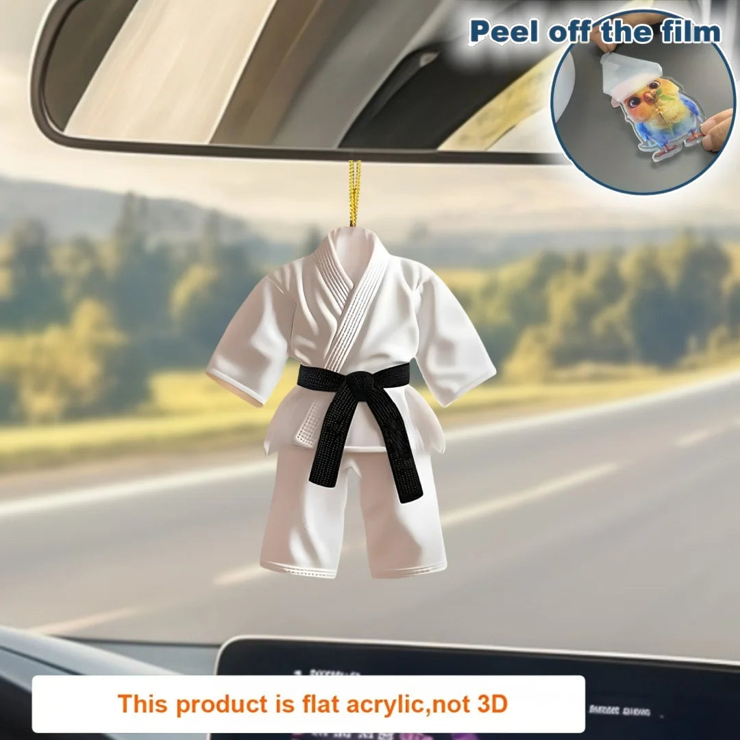 Taekwondo Suit Pendant Keychain,Sports Themed 2D Flat Acrylic Ornament Charm,Hanging Decoration for Car,Bags,Festive,Party,Gift