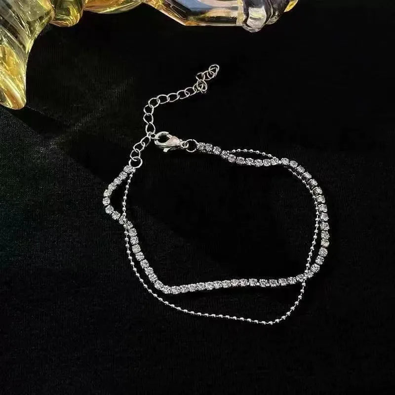 Luxury Rhinestone Chain Anklet for Women – Shiny Crystal Ankle Bracelet | Elegant Foot Jewelry for Wedding & Party