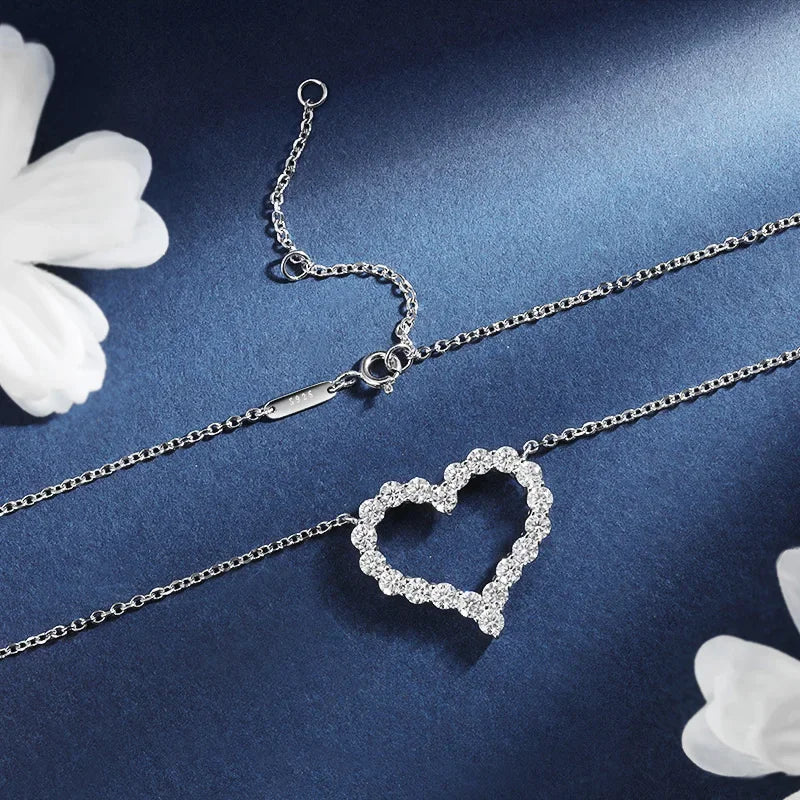 TBCYD 2CT D Color Moissanite Necklaces Heart Pendant For Women GRA Certified S925 Sliver Neck Chain Wedding Luxury Fine Jewelry