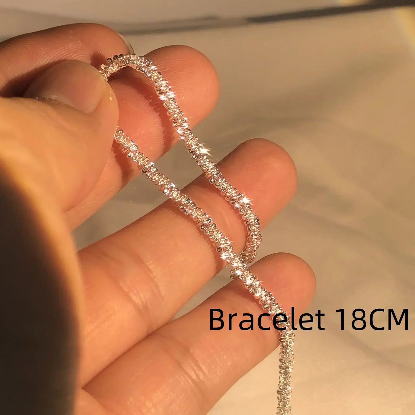 Authentic S925 Sterling Silver Necklace – 2mm Sparkling Collarbone Sweater Chain | Elegant Jewelry Gift for Women
