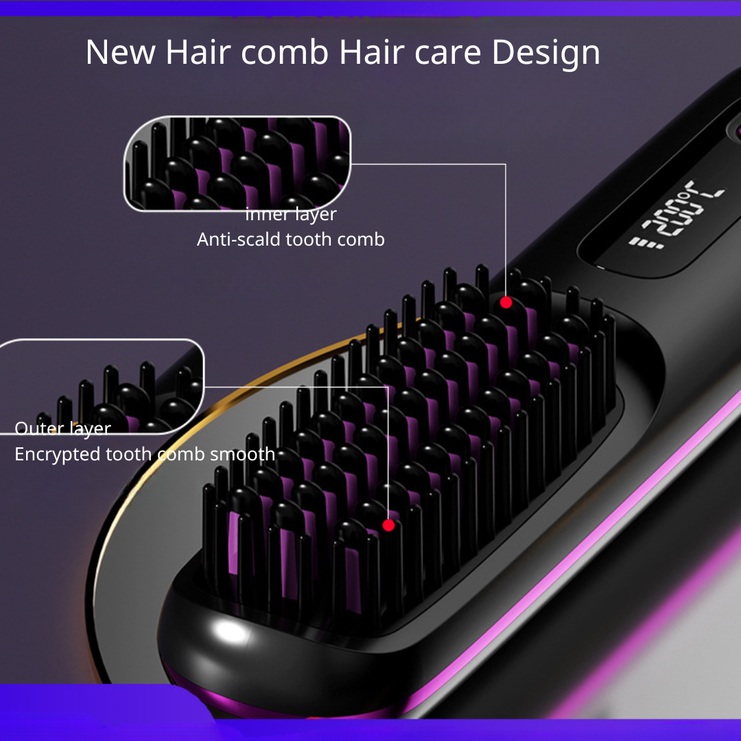 New cross-border multifunctional straight hair comb straight curling dual-purpose dormitory negative ion wireless hair care straightener soft hair care
