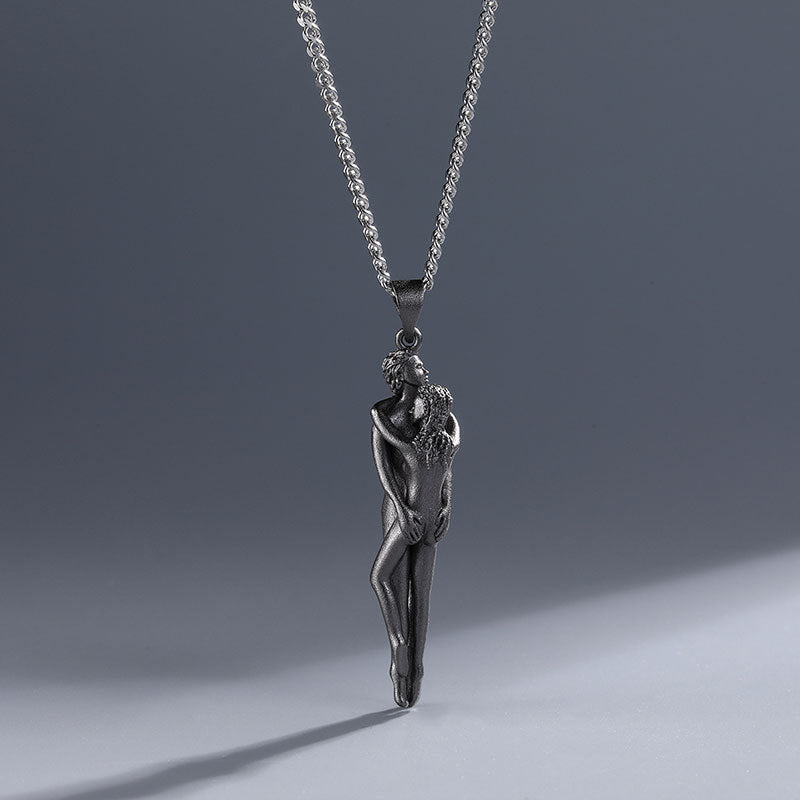 Original Couple Hug Pendant Necklace Female Black Fashion Pendant Couple Necklace Lover Witness Jewelry Wholesale