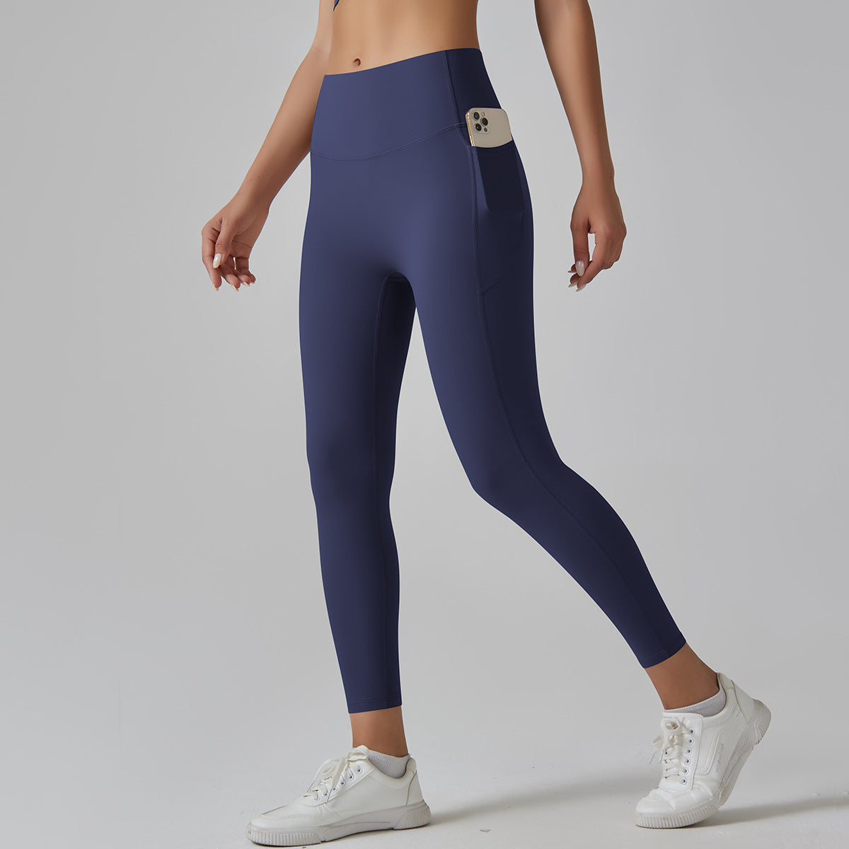 High waist nude yoga pants for women seamless quick-drying tight pocket running sanded fitness pants hip lifting sports yoga clothes
