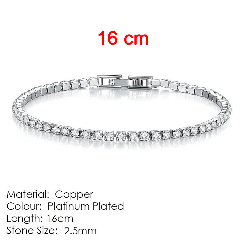 Cross-border popular 2.5mm single row full diamond crystal women's bracelet set with 3A round zirconia tennis stacking bracelet wholesale