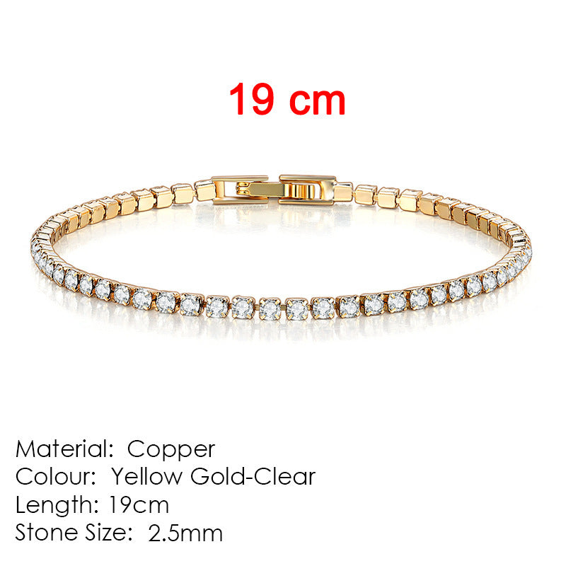 Cross-border popular 2.5mm single row full diamond crystal women's bracelet set with 3A round zirconia tennis stacking bracelet wholesale