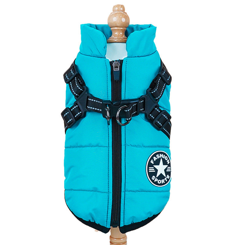Pet clothes cross-border waterproof thick warm dog cat cotton coat winter chest back cotton vest supplies wholesale