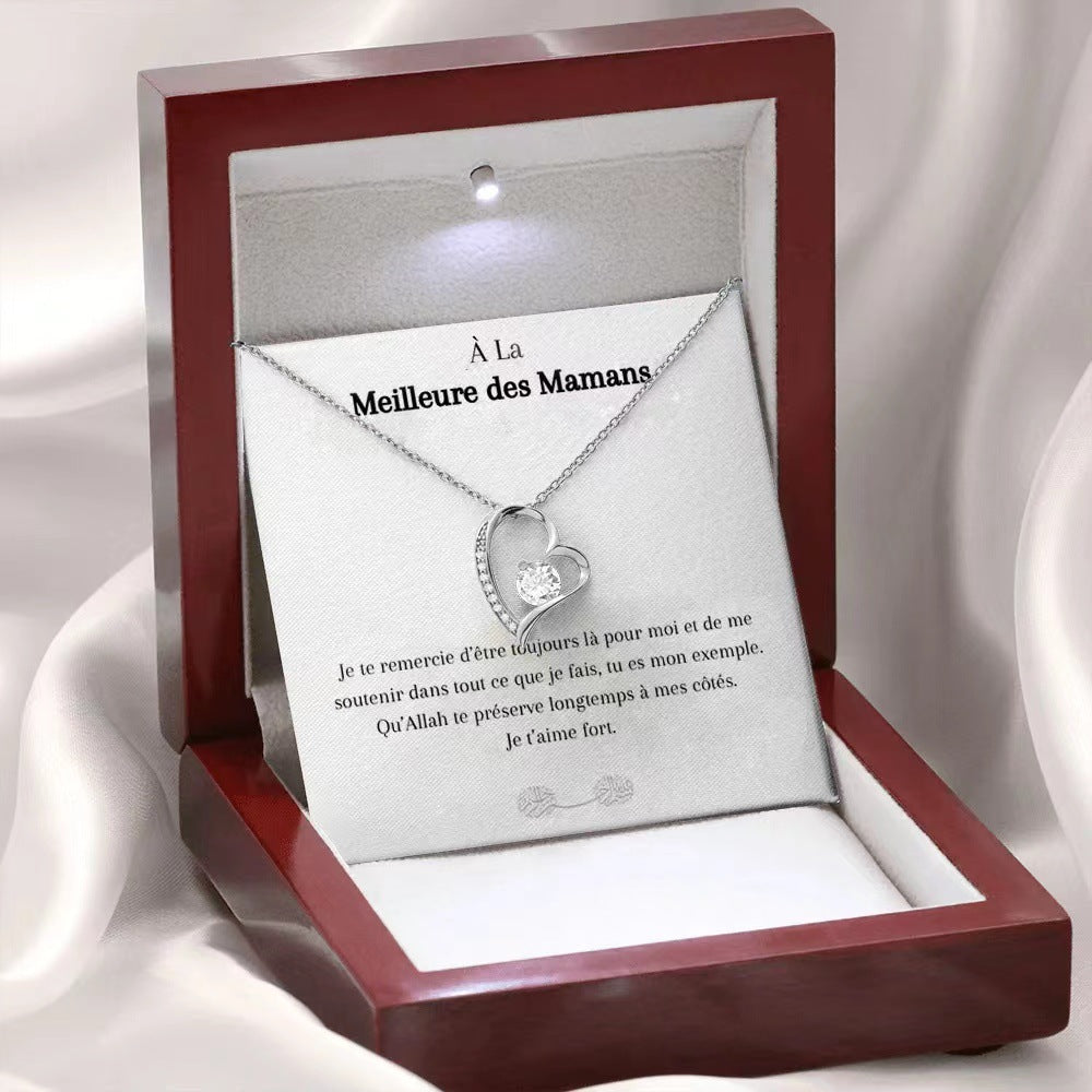 Cross-border European and American diamond heart pendant Amazon hot-selling fashion peach heart stainless steel clavicle chain heart-shaped necklace for women
