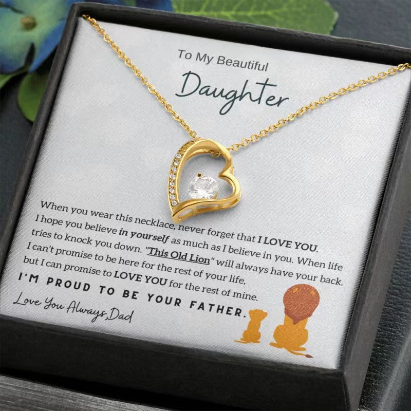 Cross-border European and American diamond heart pendant Amazon hot-selling fashion peach heart stainless steel clavicle chain heart-shaped necklace for women