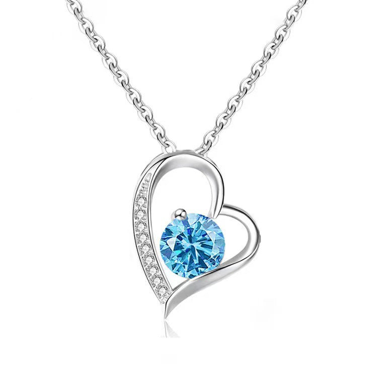 Amazon hot selling love necklace for women with diamonds cross-border fashion simple design gift zircon heart pendant