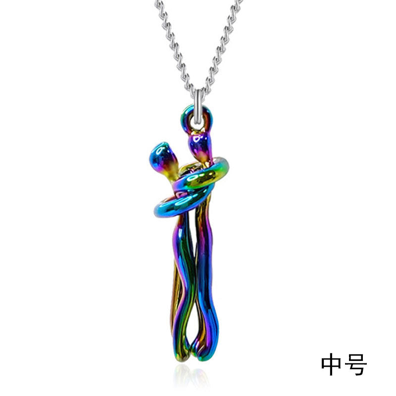 Original Couple Hug Pendant Necklace Female Black Fashion Pendant Couple Necklace Lover Witness Jewelry Wholesale