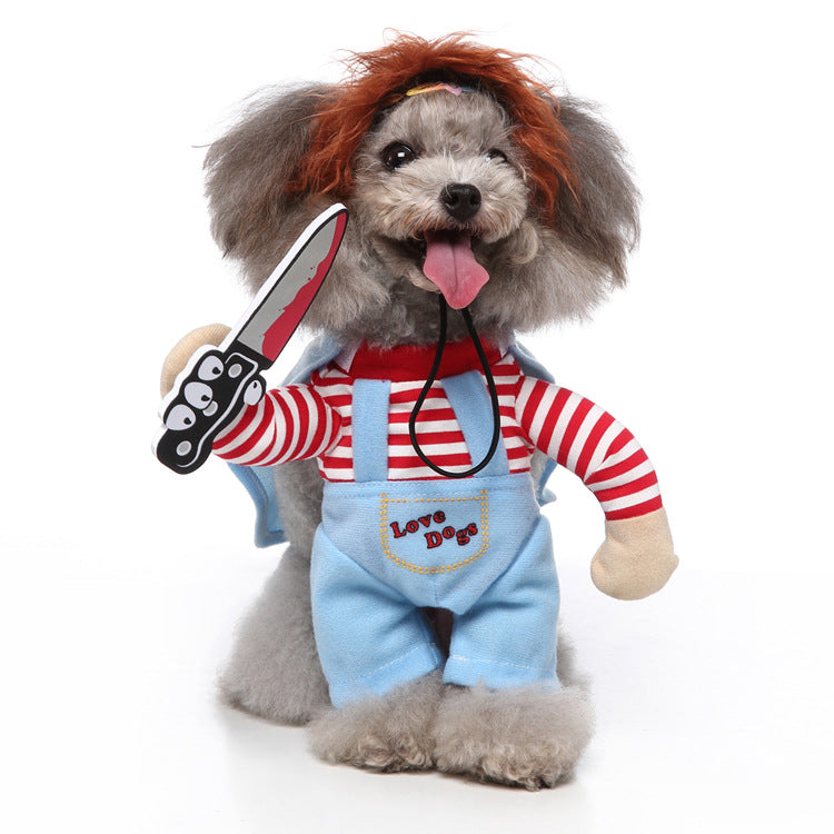 Cross-border best-selling pet Halloween Christmas clothes small and medium-sized dog standing outfit funny upright outfit dog transformation outfit