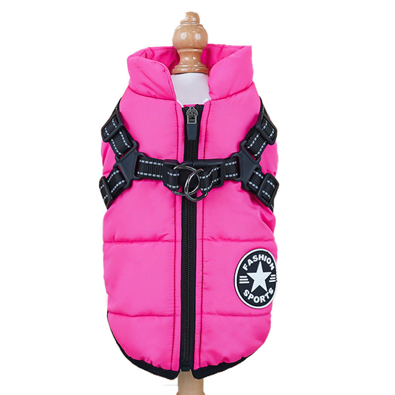 Pet clothes cross-border waterproof thick warm dog cat cotton coat winter chest back cotton vest supplies wholesale