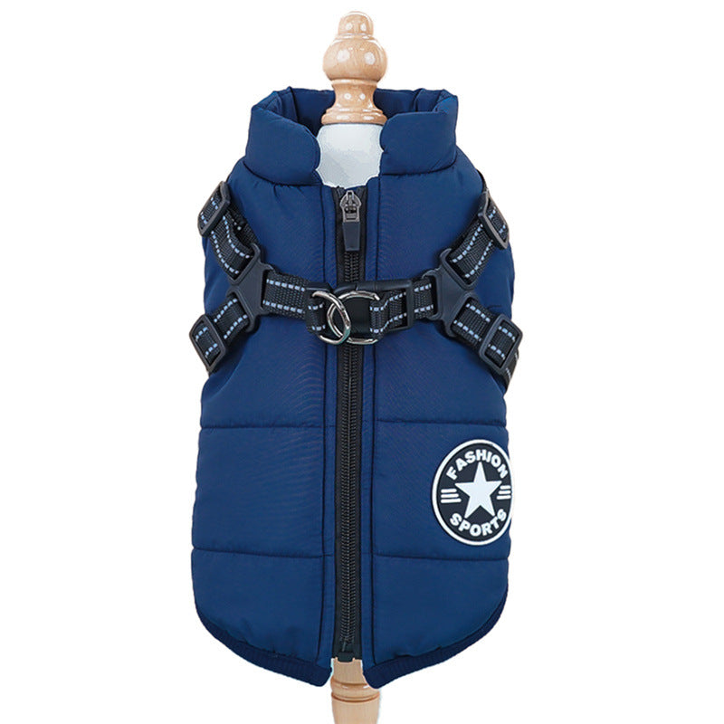 Pet clothes cross-border waterproof thick warm dog cat cotton coat winter chest back cotton vest supplies wholesale