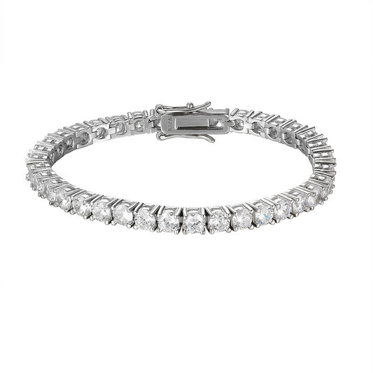 Men's High Carbon Diamond Bracelet Hip-Hop Simple and Elegant Couple High-end Sense Super Flash Full of Diamond Single Row Diamond Sterling Silver Tennis Chain