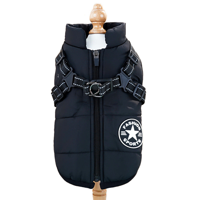 Pet clothes cross-border waterproof thick warm dog cat cotton coat winter chest back cotton vest supplies wholesale