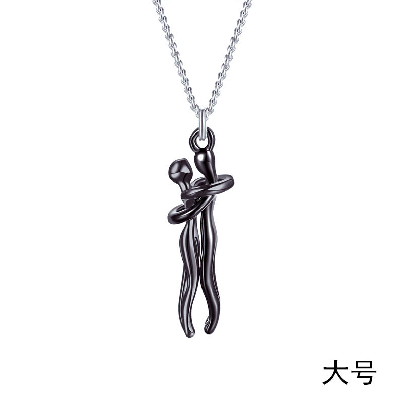 Original Couple Hug Pendant Necklace Female Black Fashion Pendant Couple Necklace Lover Witness Jewelry Wholesale