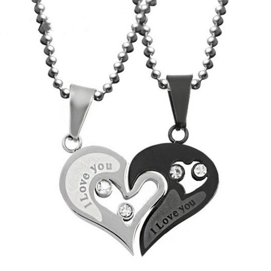 Heart-to-Heart Love Couple Necklace Pair Heart-shaped Diamond Peach Heart Pendant Cross-border Hot Selling Jewelry Spot