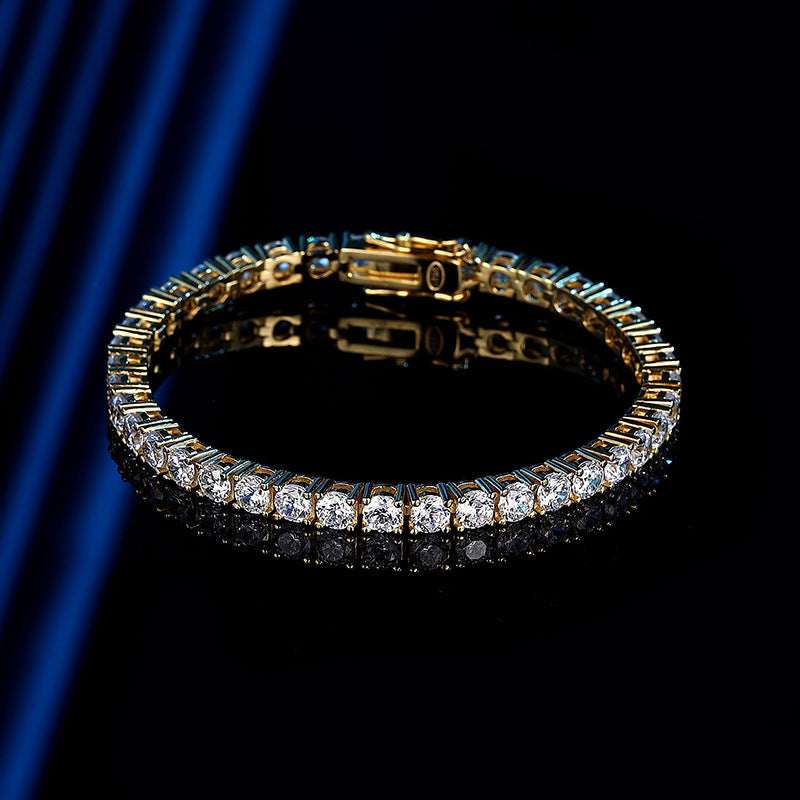 Men's High Carbon Diamond Bracelet Hip-Hop Simple and Elegant Couple High-end Sense Super Flash Full of Diamond Single Row Diamond Sterling Silver Tennis Chain