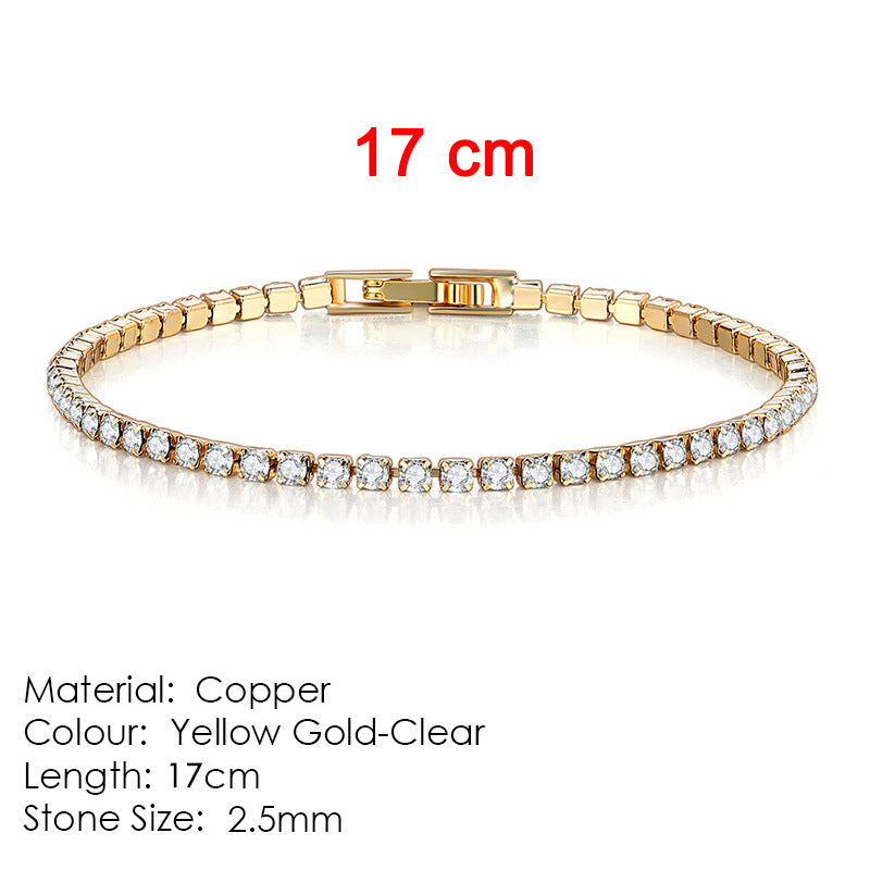 Cross-border popular 2.5mm single row full diamond crystal women's bracelet set with 3A round zirconia tennis stacking bracelet wholesale