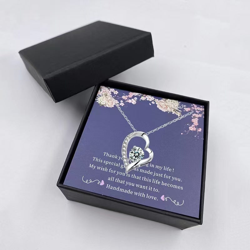 Amazon hot selling love necklace for women with diamonds cross-border fashion simple design gift zircon heart pendant