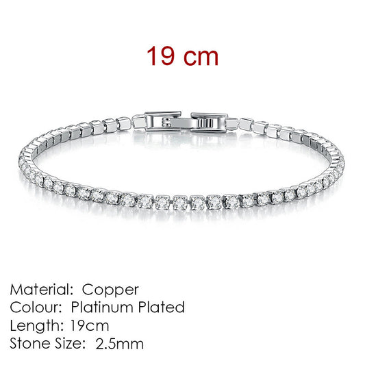 Cross-border popular 2.5mm single row full diamond crystal women's bracelet set with 3A round zirconia tennis stacking bracelet wholesale