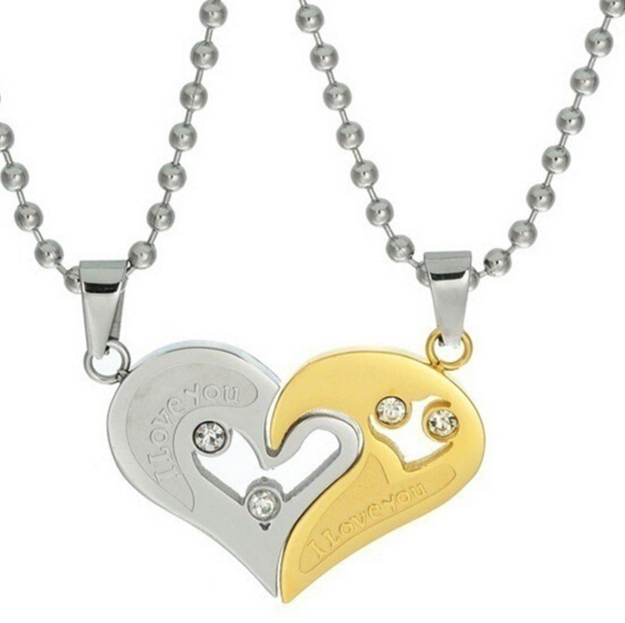 Heart-to-Heart Love Couple Necklace Pair Heart-shaped Diamond Peach Heart Pendant Cross-border Hot Selling Jewelry Spot