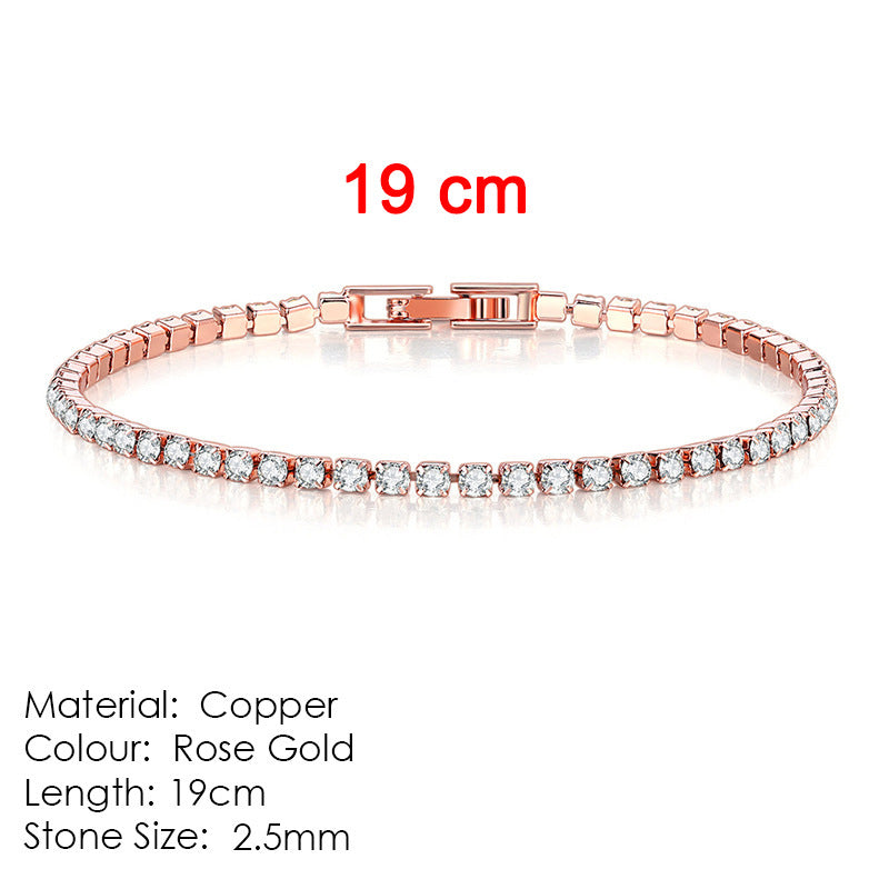 Cross-border popular 2.5mm single row full diamond crystal women's bracelet set with 3A round zirconia tennis stacking bracelet wholesale