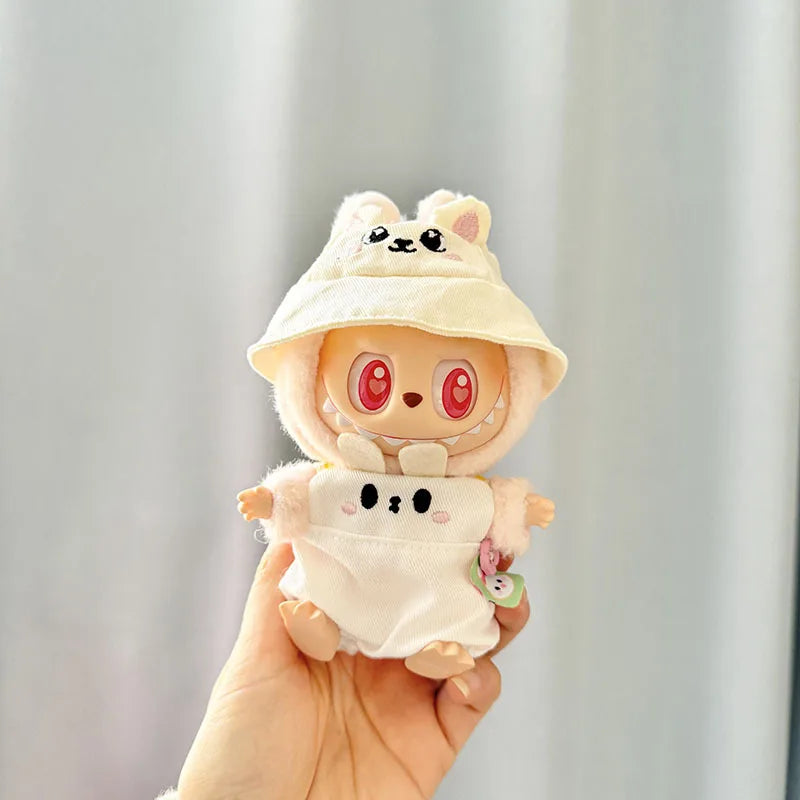 Cute Mini Bib Pants for Labubu Dolls – 17cm Idol Outfit Accessories for Sitting Party Style | Kpop EXO-Inspired Clothing
