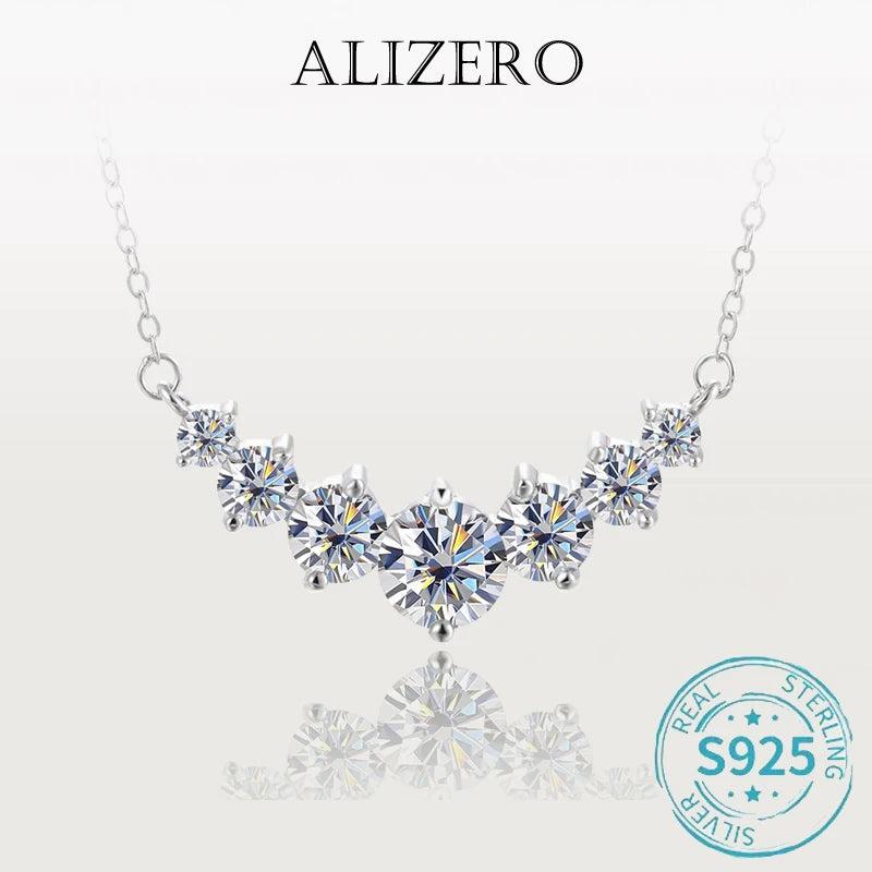 ALIZERO 1.7 Carat D Color VVS1 Moissanite Necklace For Women Fine Jewelry 925 Sterling Sliver Plated 18k White Gold Necklace