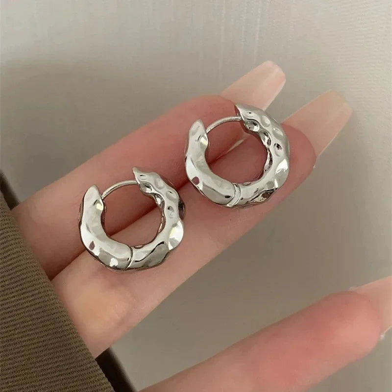 2Pcs Stainless Steel Smooth Hoop Earrings for Women & Girls – Elegant Minimalist Metal Luxury Jewelry for Daily Wear