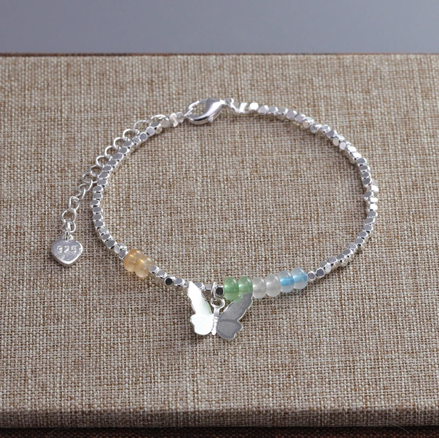 VENTFILLE 925 Sterling Silver Line Extremely fine Bracelet for Women Love Haert Bead Korean Ins Sweet Jewelry Gift Dropshipping