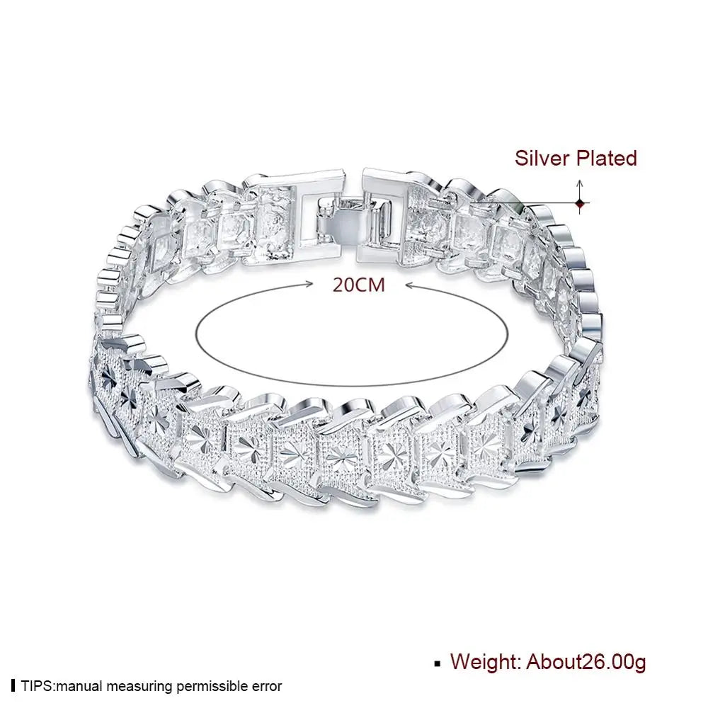 DOTEFFIL 925 Sterling Silver Wide Wristband Bracelet – Elegant Statement Jewelry for Women | Wedding, Engagement & Party Wear