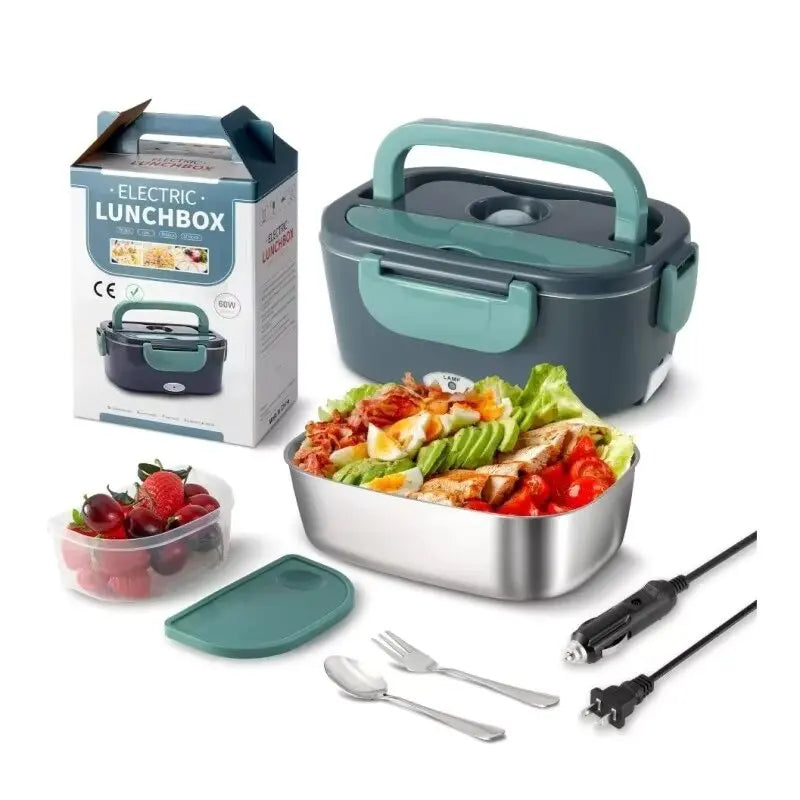Electric Lunch Box Food Heater – Portable 2-Compartment Food Warmer for Car & Home, Leak-Proof, 110V/220V
