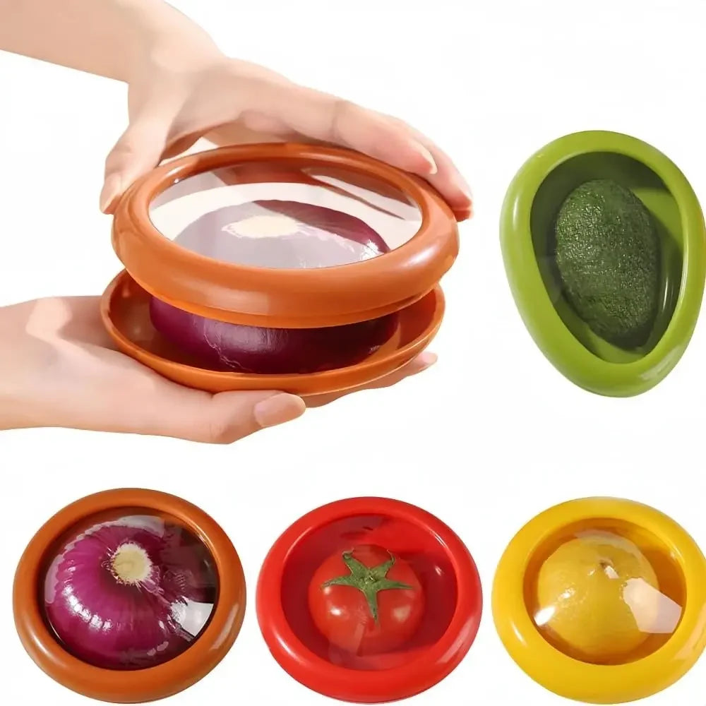 4 PCS Avocado Saver Tomato Holder, Fresh Stretch Pod Lemon Tomato Saver Storage Keeper Reusable Fridge Storage Containers Box