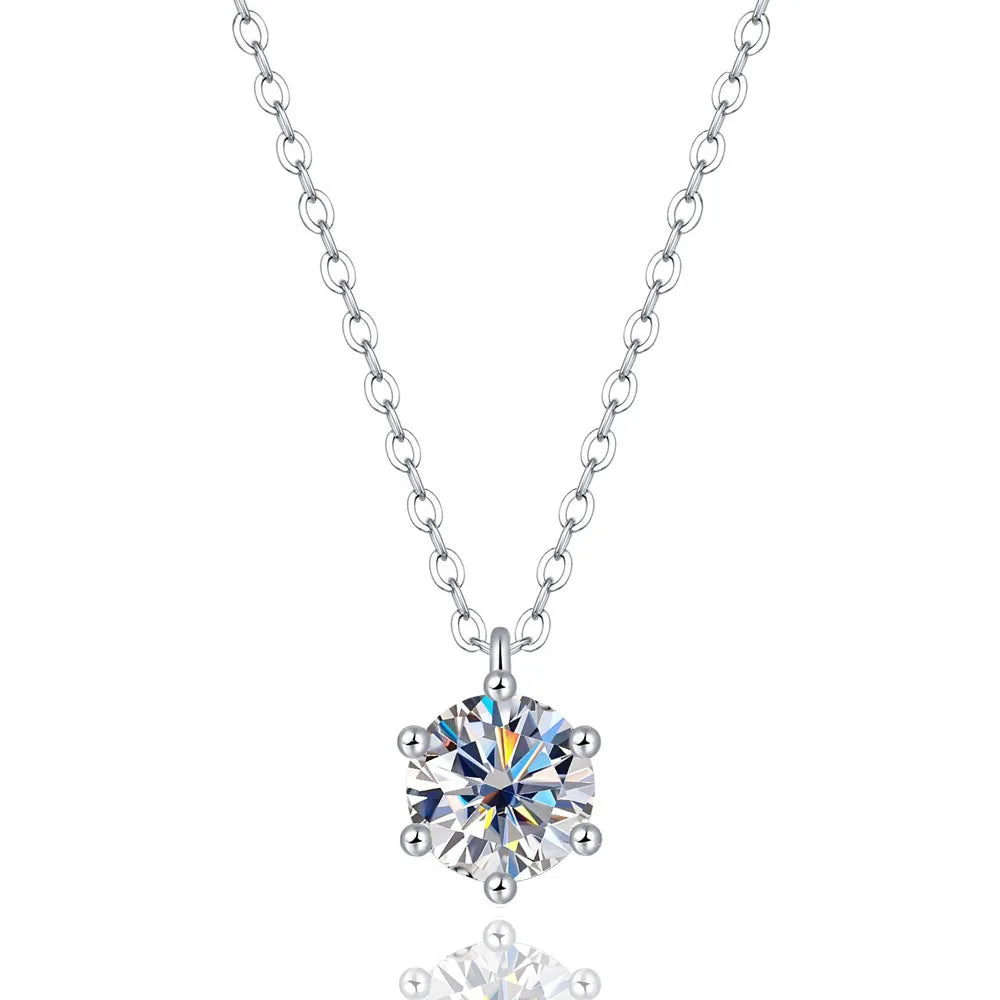 1 Carat D Color Moissanite Pendant Necklace – GRA Certified, 925 Sterling Silver Bridal Jewelry for Women
