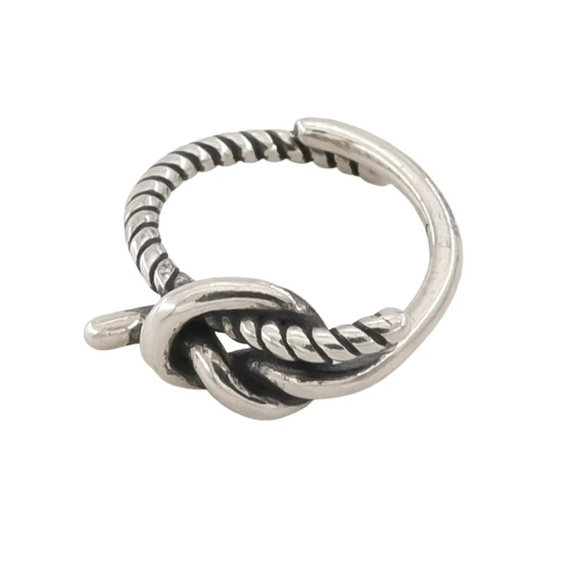 VENTFILLE 925 Sterling Silver Minimalism Cross Knot Thai Silver Rings Open Finger Ring For Women Men Jewelry Gifts