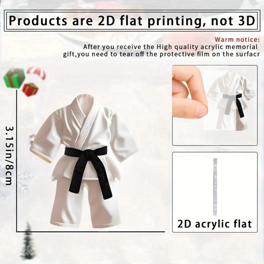 Taekwondo Suit Pendant Keychain,Sports Themed 2D Flat Acrylic Ornament Charm,Hanging Decoration for Car,Bags,Festive,Party,Gift