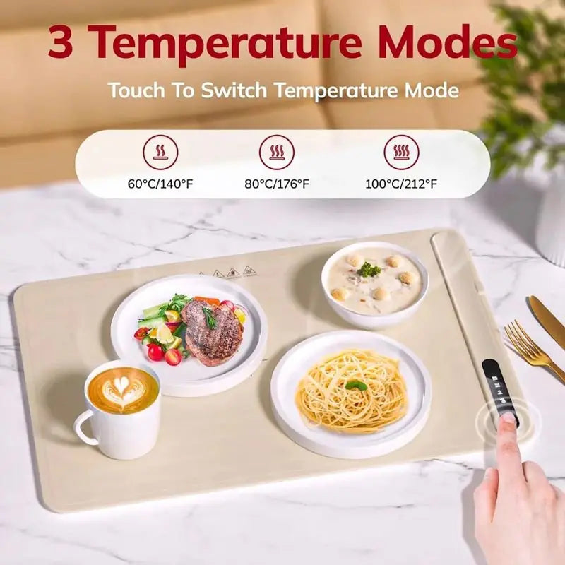 Fast Heating Electric Warming Tray – Foldable Food Warmer Plate with Adjustable Temperature Control, Keeps Food Warm Constantly