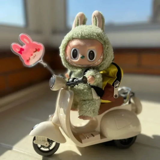 Labubu Doll Mini Electric Motorcycle – Fun Toy Accessory with Lights & Music | Cute DIY Ride-On Gift for Kids & Collectors