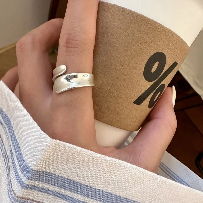 VENTFILLE 925 Sterling Silver Minimalism Cross Knot Thai Silver Rings Open Finger Ring For Women Men Jewelry Gifts