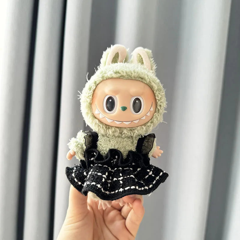 Cute Mini Bib Pants for Labubu Dolls – 17cm Idol Outfit Accessories for Sitting Party Style | Kpop EXO-Inspired Clothing