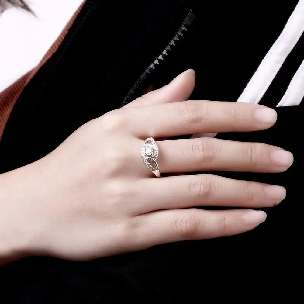 925 Sterling Silver Zircon Diamond Ring – Shiny Streetwear Engagement & Wedding Jewelry for Women | Fashion Gift