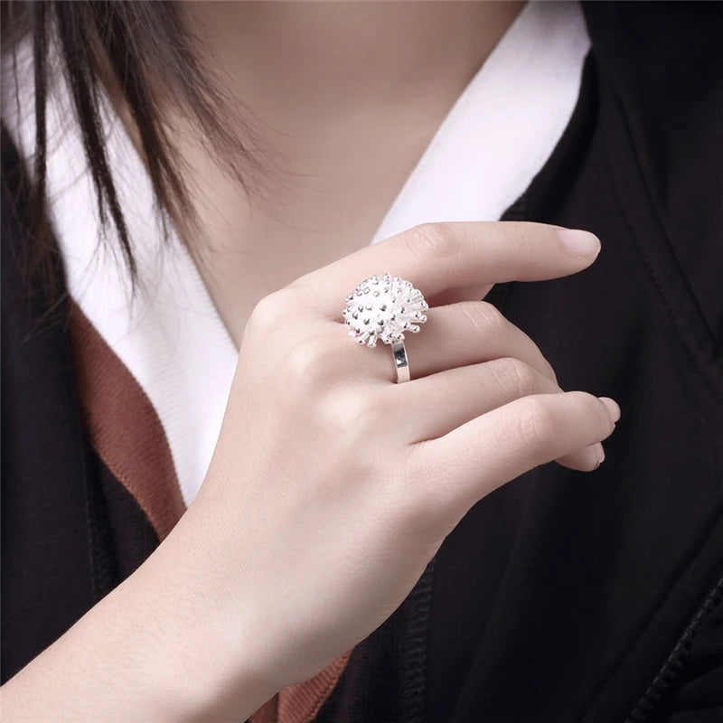 DOTEFFIL 925 Sterling Silver Firework Coral Ring for Women – Elegant Wedding, Engagement & Fashion Jewelry
