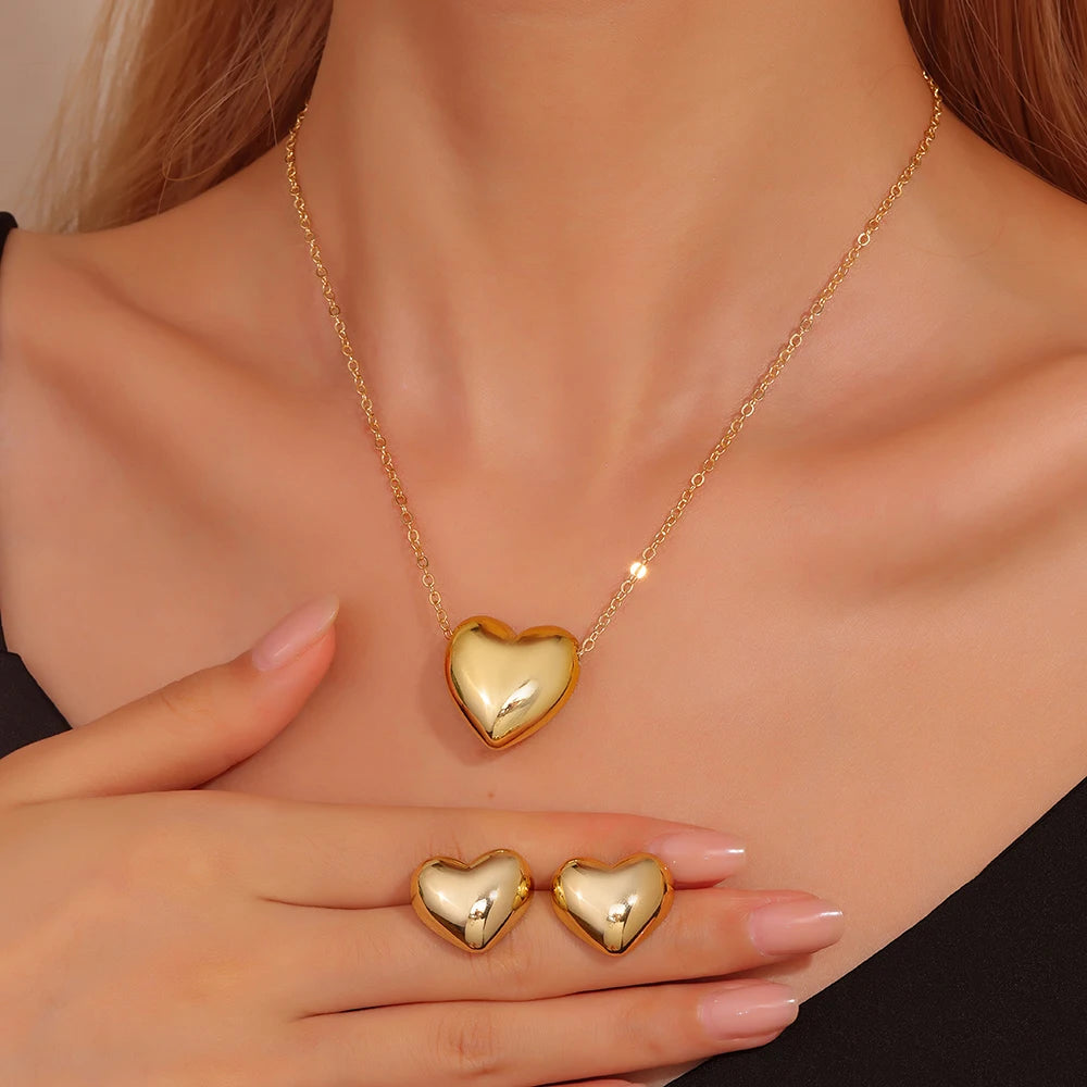 Ladies' Fashion Love Wrapped Necklace, Earrings, Bracelet, Jewelry Set Suitable for Wedding, Party, Festival Gifts