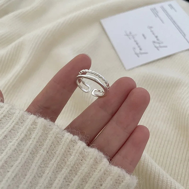 VENTFILLE 925 Sterling Silver Minimalism Cross Knot Thai Silver Rings Open Finger Ring For Women Men Jewelry Gifts