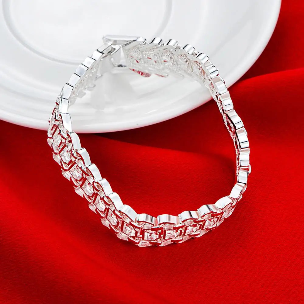 DOTEFFIL 925 Sterling Silver Wide Wristband Bracelet – Elegant Statement Jewelry for Women | Wedding, Engagement & Party Wear